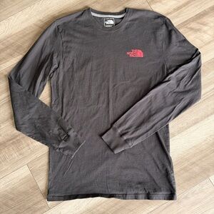 The North Face Men's Long Sleeve Logo Tee — Black with Red Logo